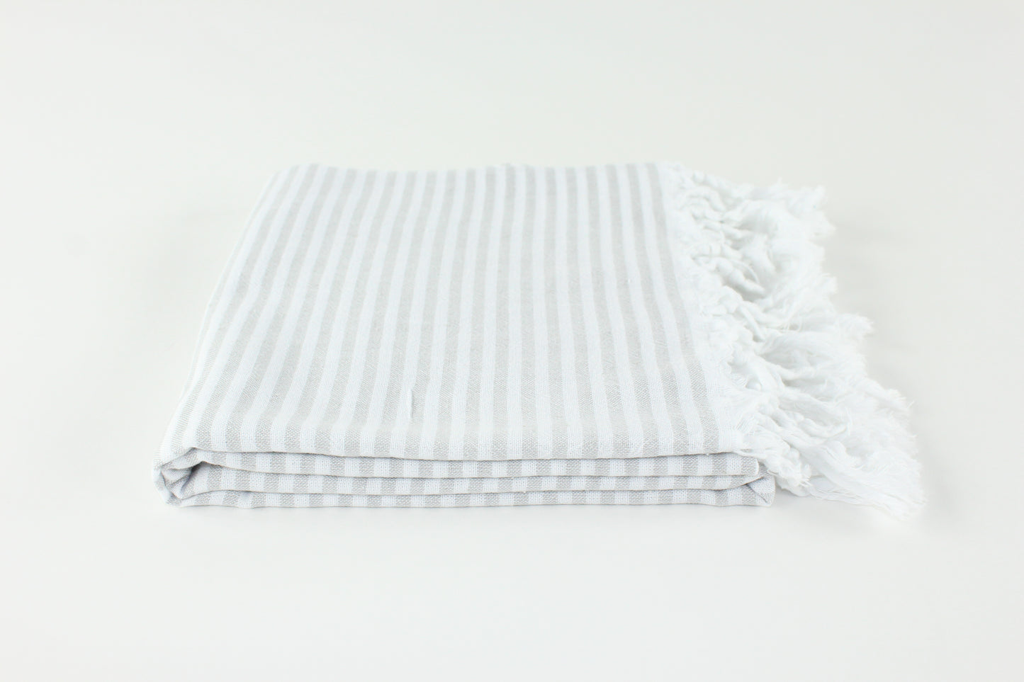 Premium Turkish Full Thin Striped Towel Peshtemal Fouta (Light Gray)