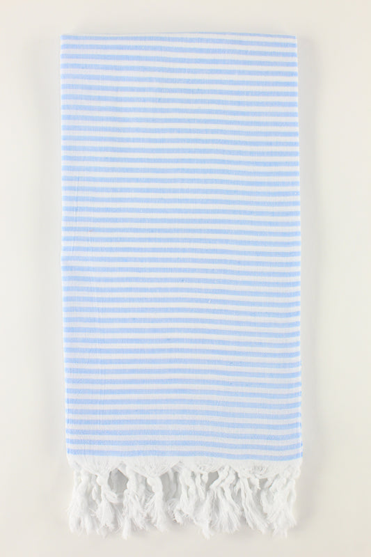 Premium Turkish Full Thin Striped Towel Peshtemal Fouta (Blue)