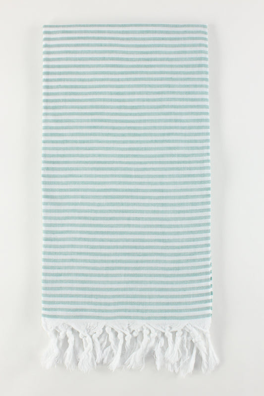 Premium Turkish Full Thin Striped Towel Peshtemal Fouta (Eucalyptus)