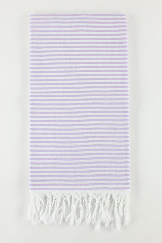 Premium Turkish Full Thin Striped Towel Peshtemal Fouta (Lilac)