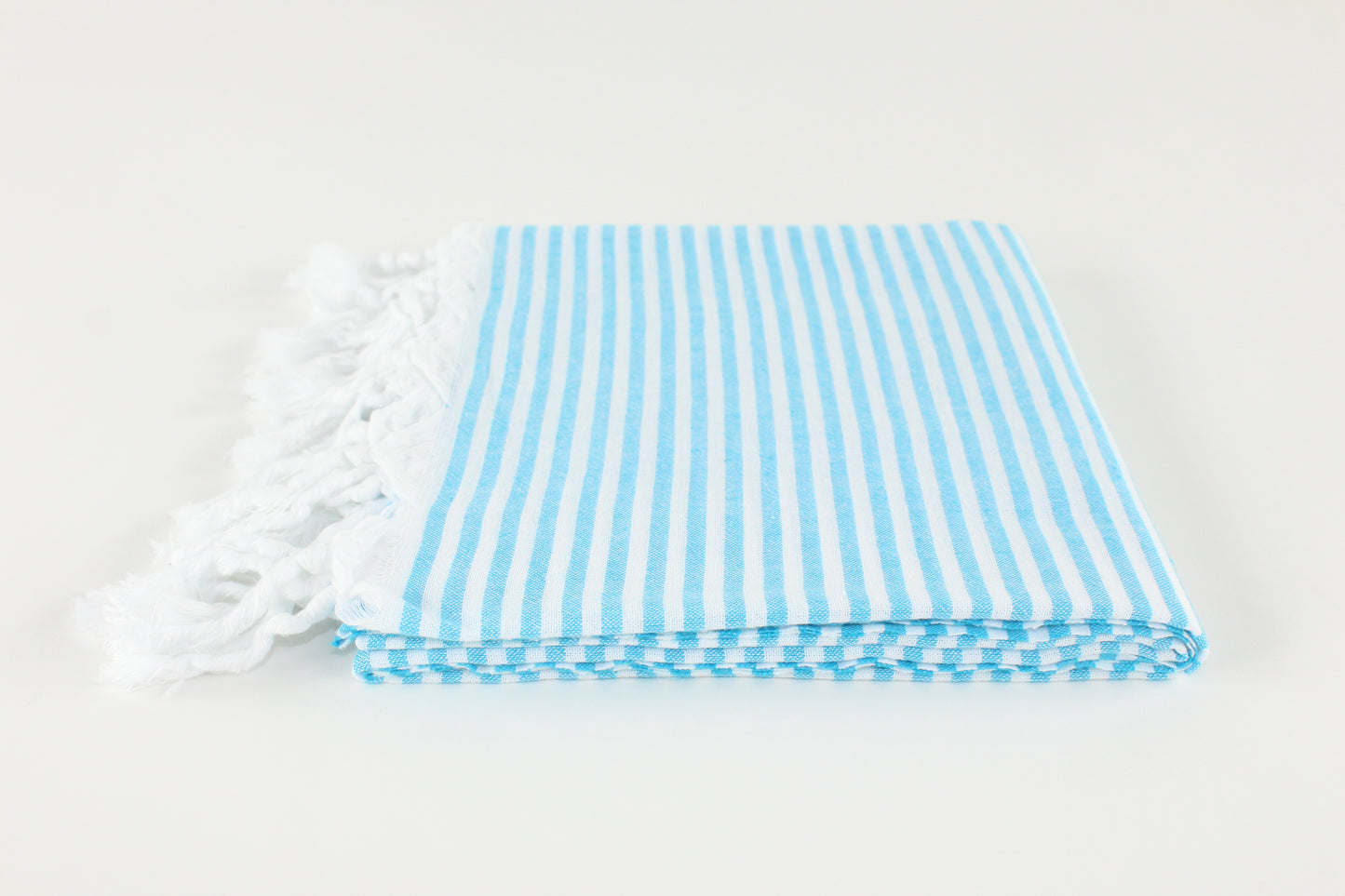 Premium Turkish Full Thin Striped Towel Peshtemal Fouta (Turquoise Blue)