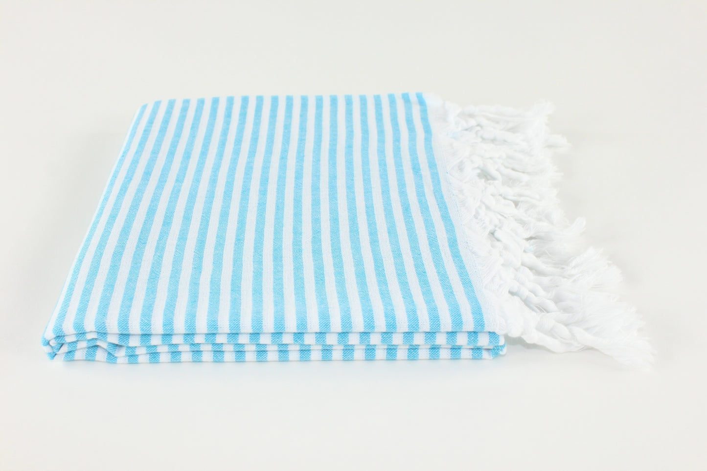 Premium Turkish Full Thin Striped Towel Peshtemal Fouta (Turquoise Blue)