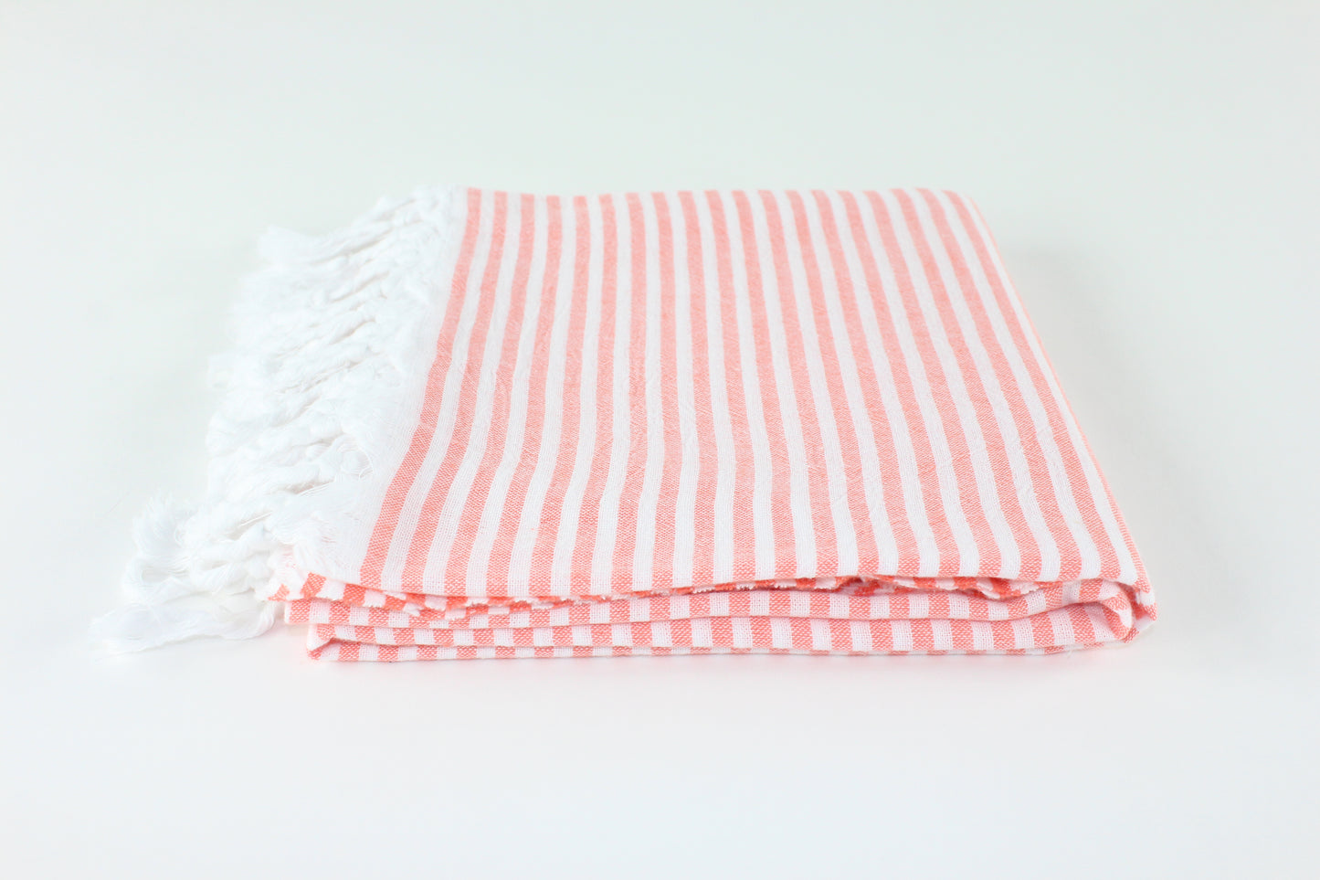 Premium Turkish Full Thin Striped Towel Peshtemal Fouta (Coral)