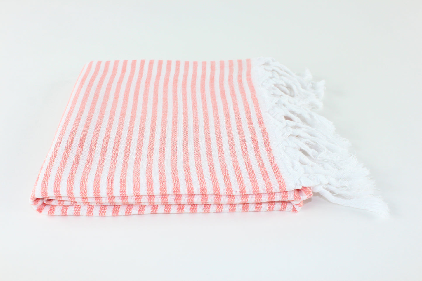 Premium Turkish Full Thin Striped Towel Peshtemal Fouta (Coral)