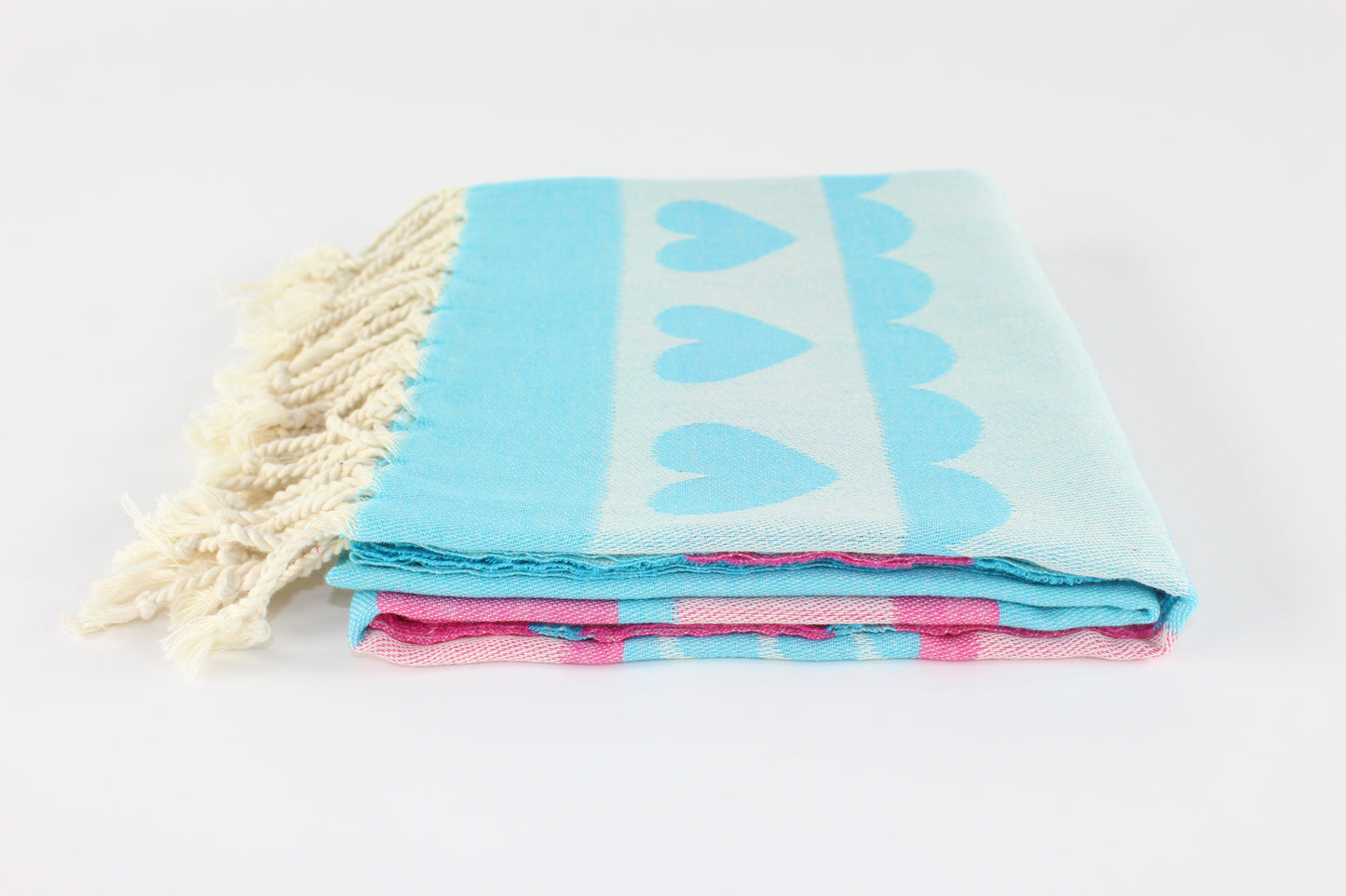 Premium Turkish Towel Peshtemal Fouta (Turquoise & Pink)