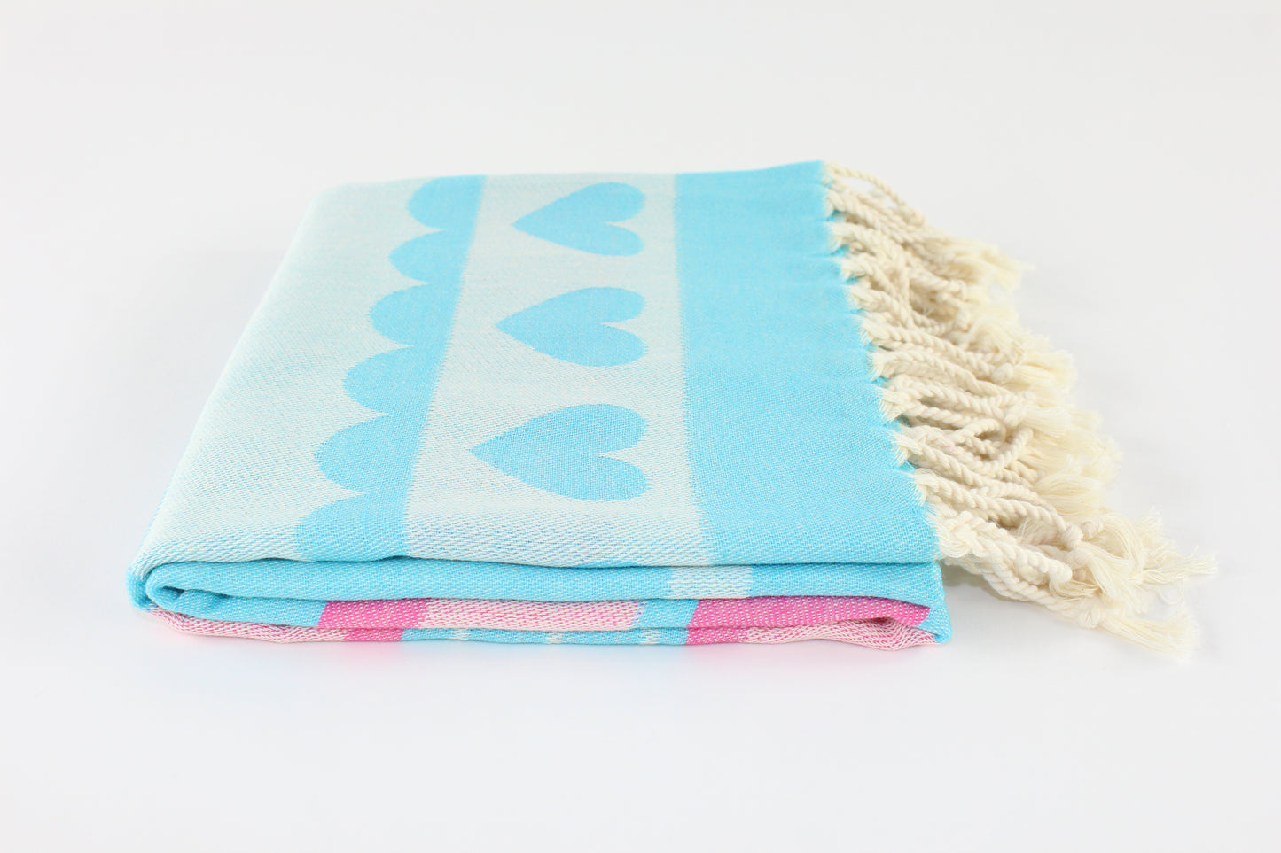 Premium Turkish Towel Peshtemal Fouta (Turquoise & Pink)