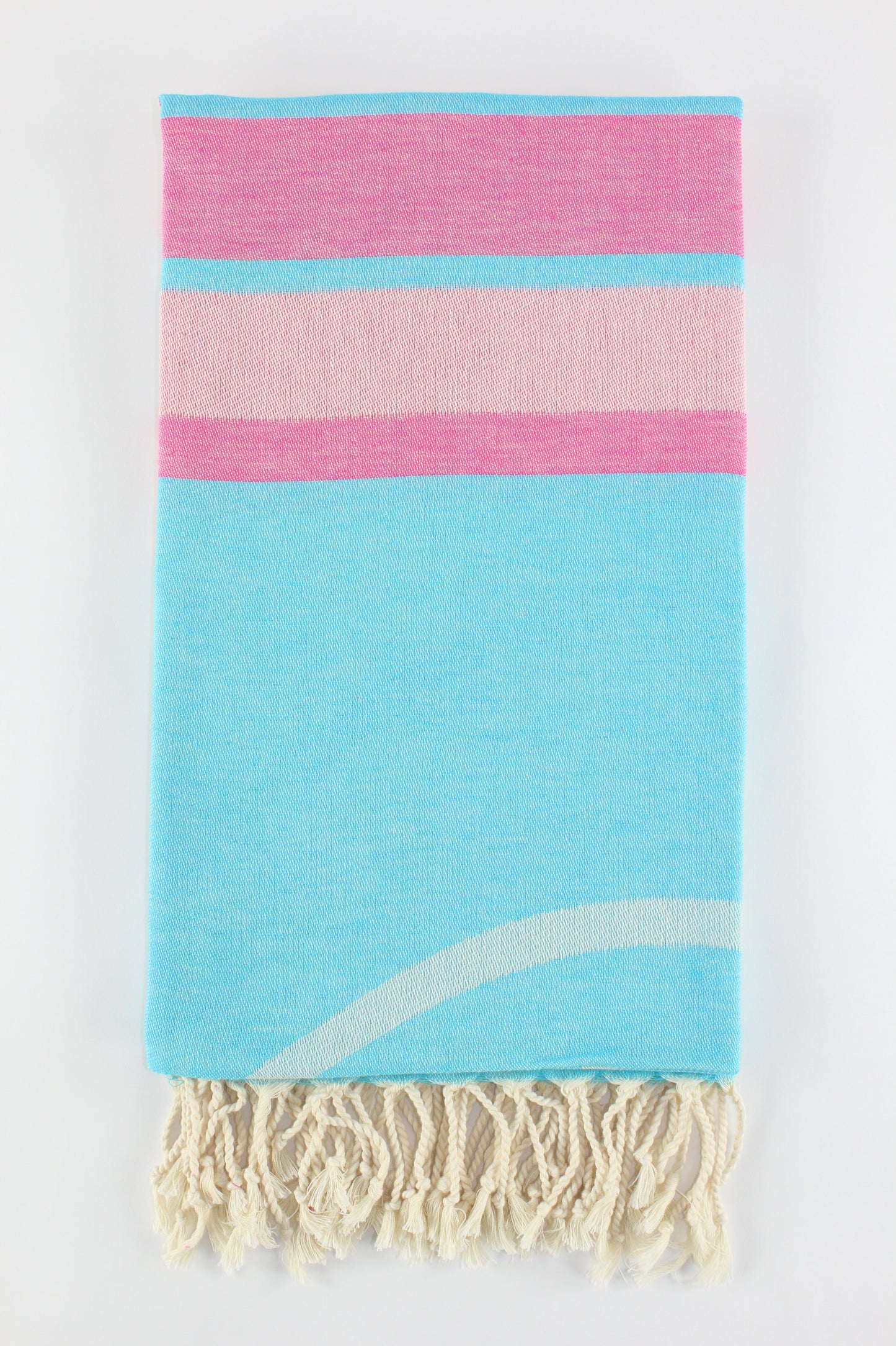 Premium Turkish Towel Peshtemal Fouta (Turquoise & Pink)