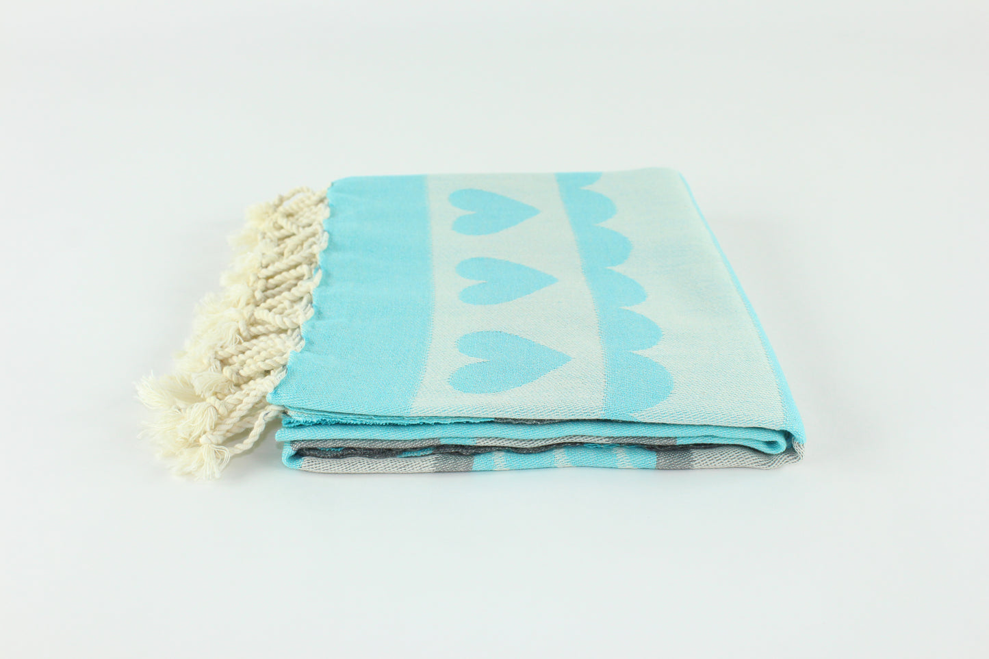 Premium Turkish Towel Peshtemal Fouta (Turquoise & Gray)