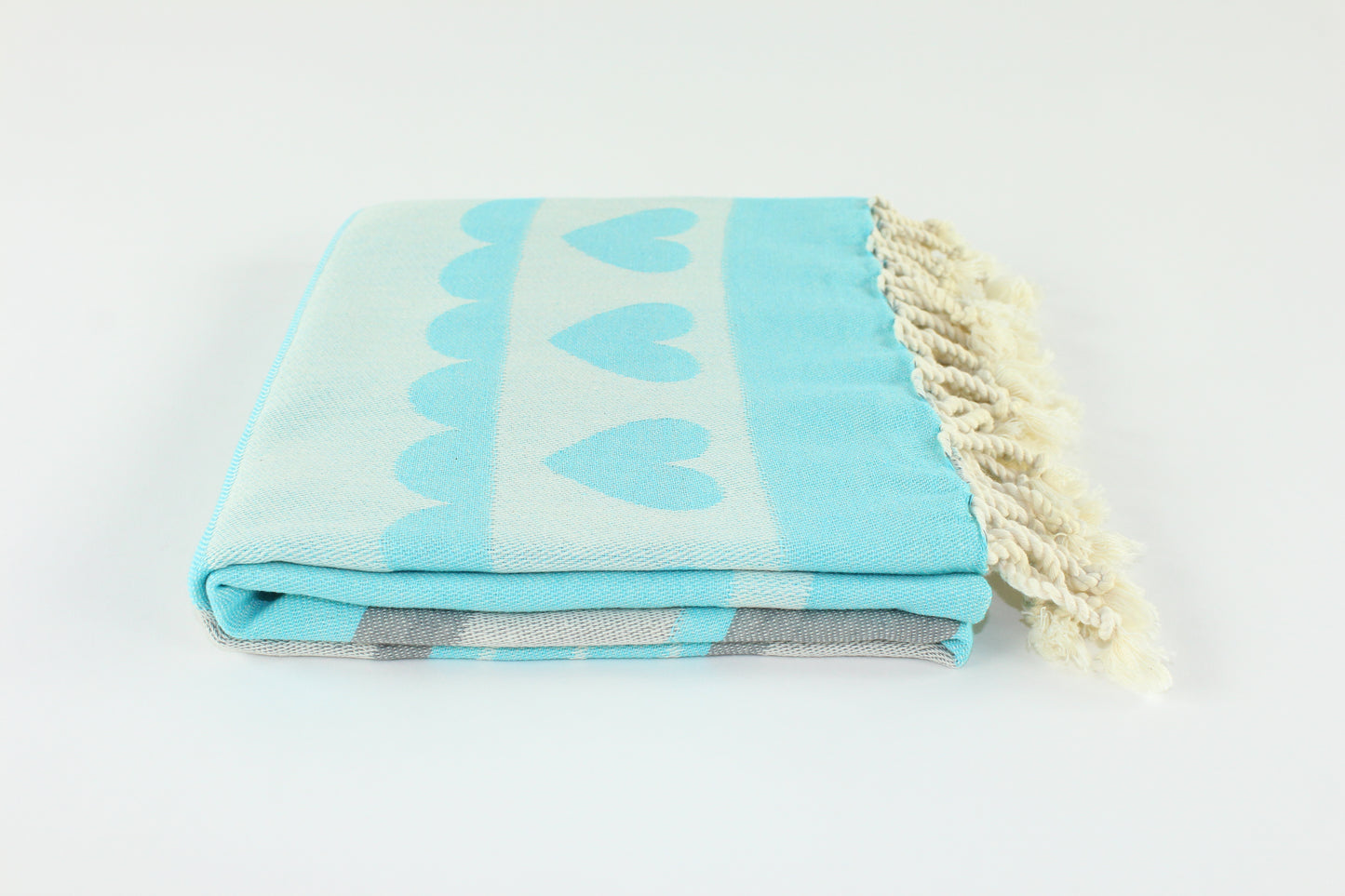 Premium Turkish Towel Peshtemal Fouta (Turquoise & Gray)