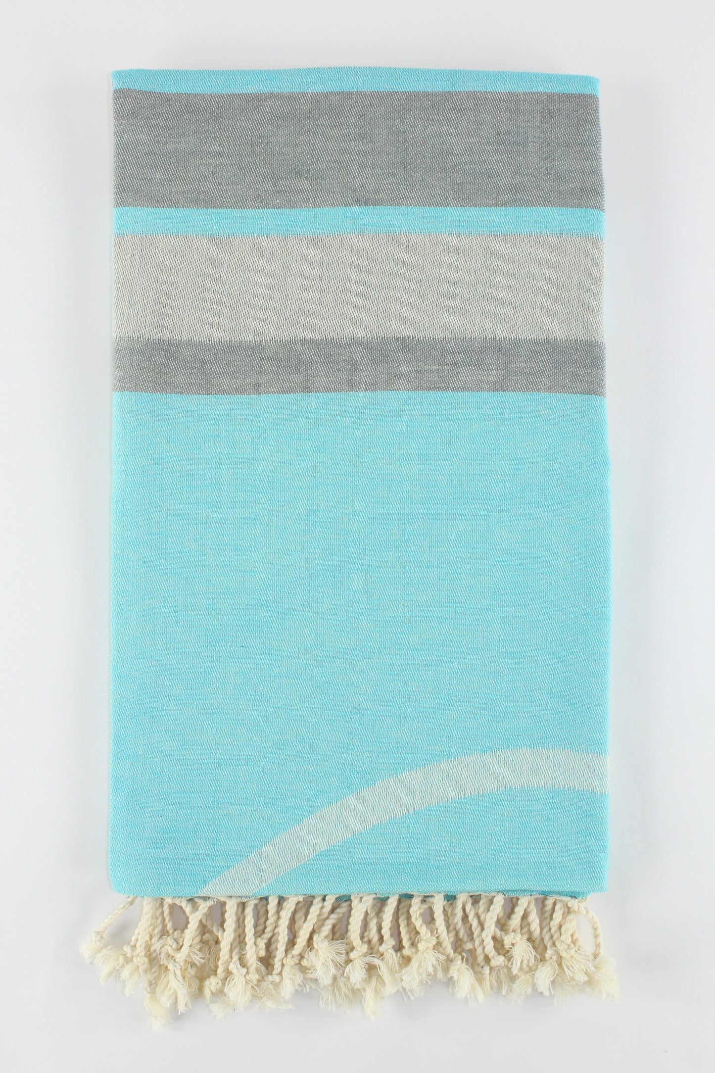 Premium Turkish Towel Peshtemal Fouta (Turquoise & Gray)