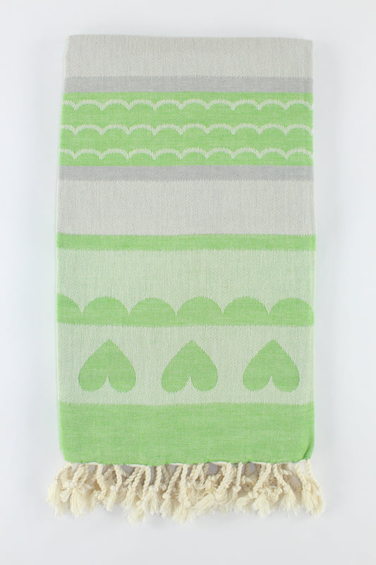 Premium Turkish Towel Peshtemal Fouta (Green & Gray)