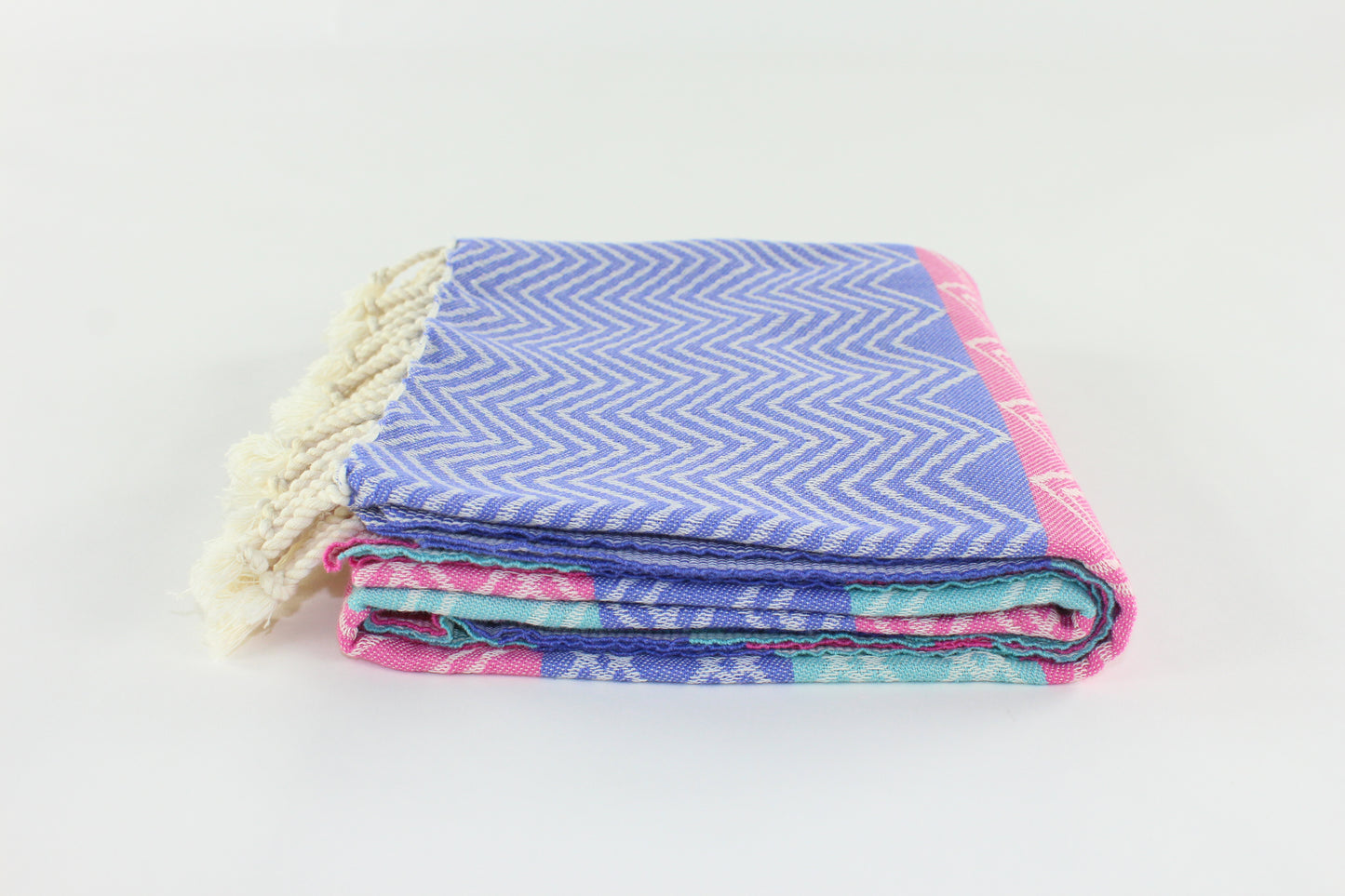 Premium Turkish Chevron Cascade Towel Peshtemal Fouta (Lilac & Pink & Mint)