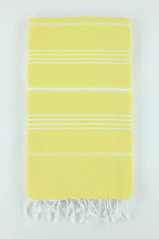 Premium Turkish Classic Striped Towel Peshtemal Fouta (Yellow)