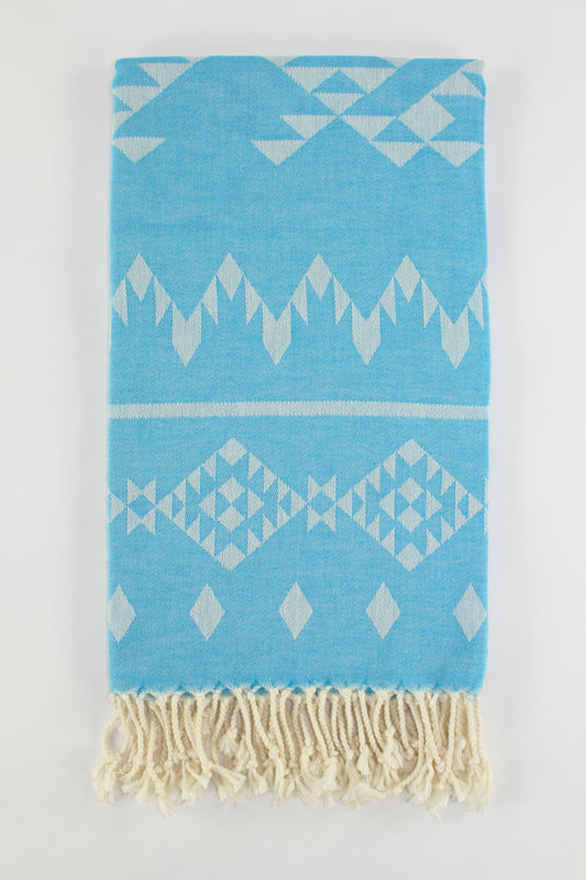 Premium Turkish Kilim Towel Peshtemal Fouta (Blue)