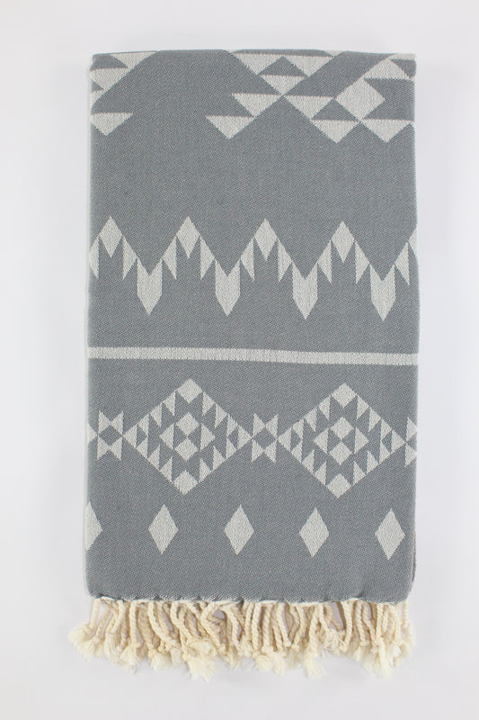 Premium Turkish Kilim Towel Peshtemal Fouta (Gray)