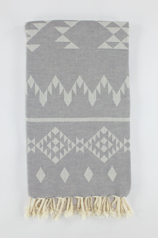 Premium Turkish Kilim Towel Peshtemal Fouta (Gray)