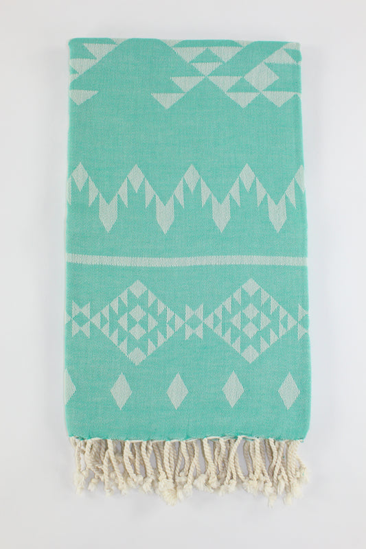 Premium Turkish Kilim Towel Peshtemal Fouta (Seafoam Green)