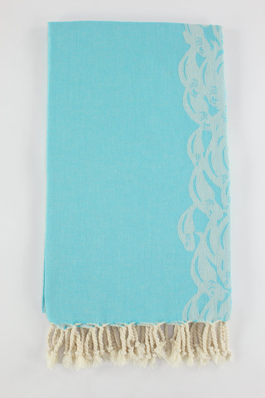 Premium Turkish Towel Peshtemal Fouta (Turquoise Blue)