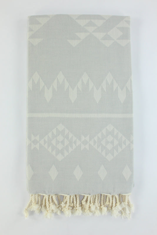 Premium Turkish Kilim Towel Peshtemal Fouta (Light Gray)