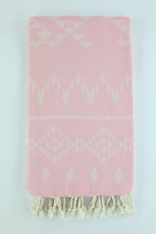 Premium Turkish Kilim Towel Peshtemal Fouta (Light Pink)