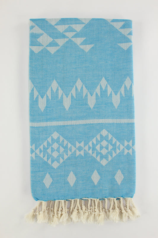 Premium Turkish Kilim Towel Peshtemal Fouta (Blue)