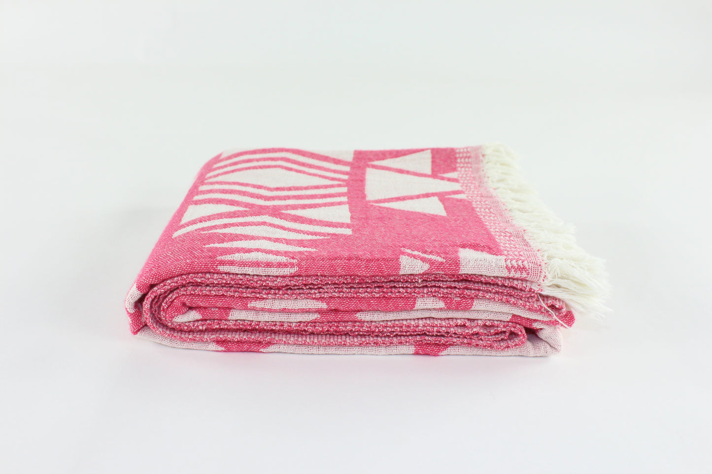 Premium Turkish Double Layer Kilim Towel Peshtemal Fouta (Fuchsia Red)