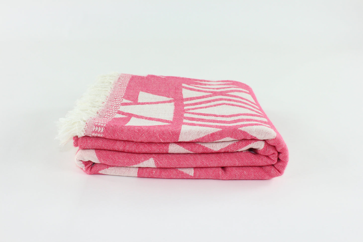 Premium Turkish Double Layer Kilim Towel Peshtemal Fouta (Fuchsia Red)