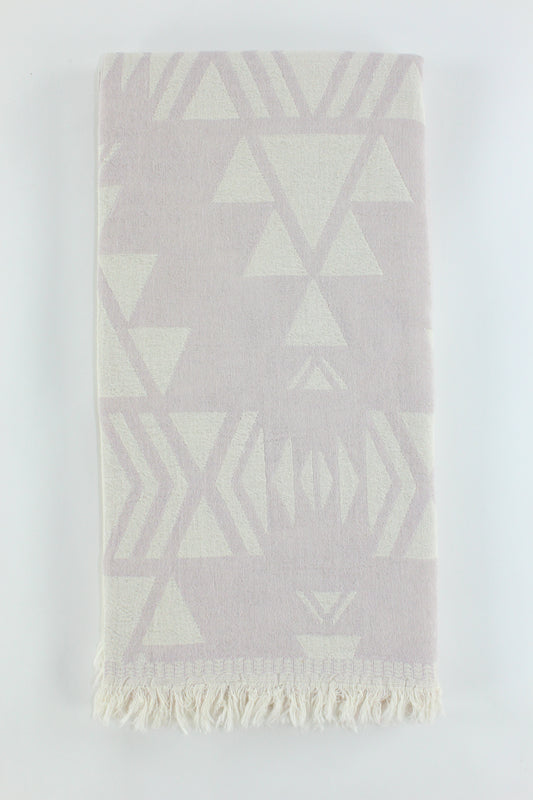 Premium Turkish Double Layer Kilim Towel Peshtemal Fouta (Light Lilac)