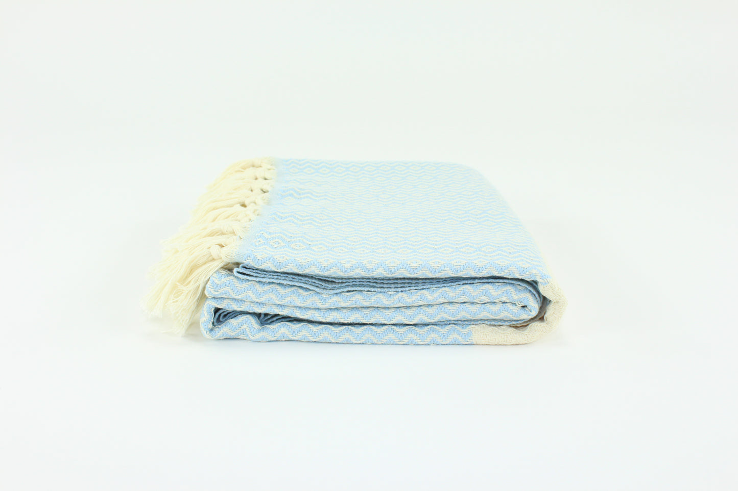 Premium Turkish ZigZag Diamond Towel Peshtemal Fouta (Light Blue)