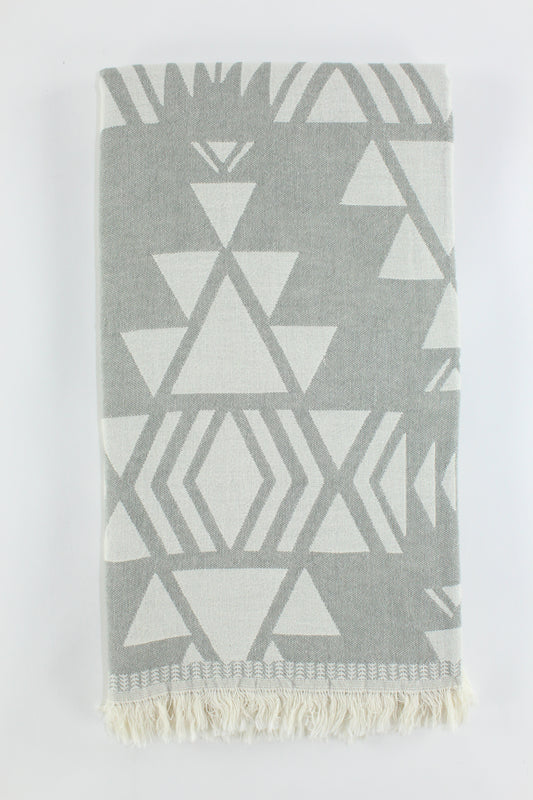 Premium Turkish Double Layer Kilim Towel Peshtemal Fouta (Gray)