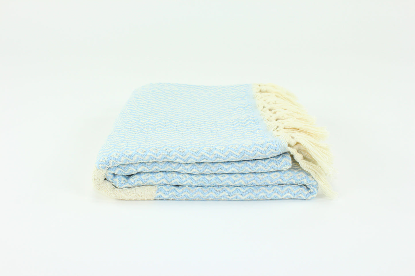 Premium Turkish ZigZag Diamond Towel Peshtemal Fouta (Light Blue)