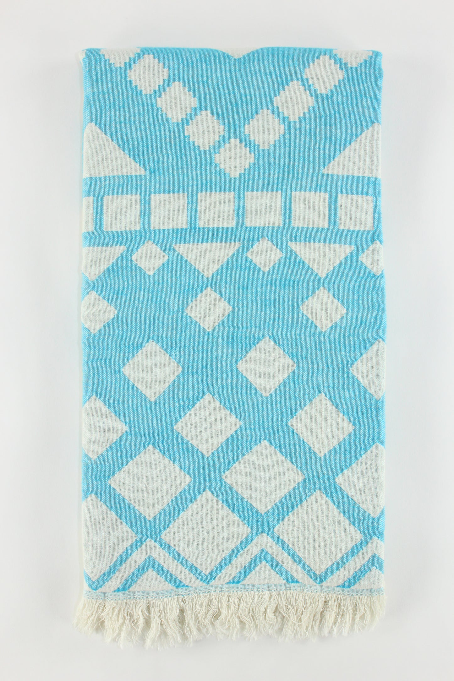 Premium Turkish Double Layer Towel Peshtemal Fouta (Turquoise Blue)