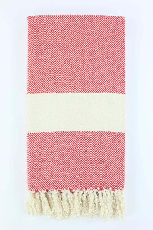 Premium Turkish Herringbone Towel Peshtemal Fouta (Red)