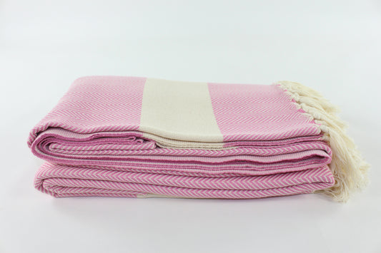 Premium Turkish Herringbone Blanket Throw (Pink Lilac)