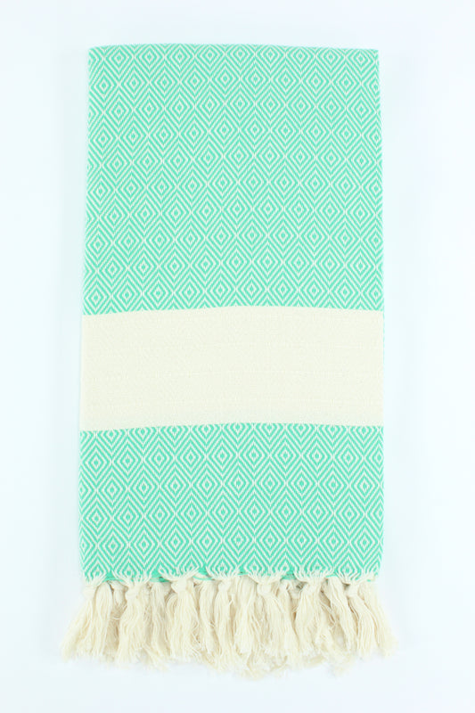 Premium Turkish Diamond Towel Peshtemal Fouta (Seafoam Green)