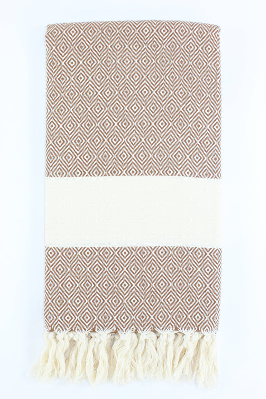 Premium Turkish Diamond Towel Peshtemal Fouta (Brown)