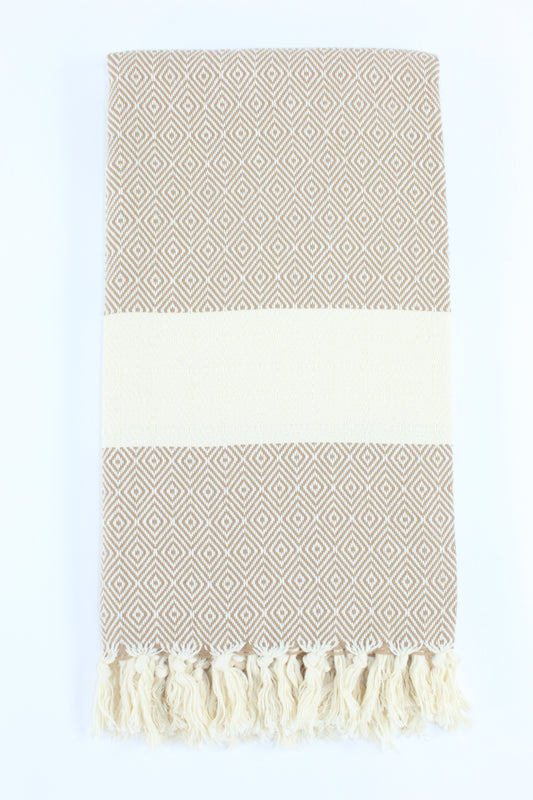 Premium Turkish Diamond Towel Peshtemal Fouta (Light Brown)