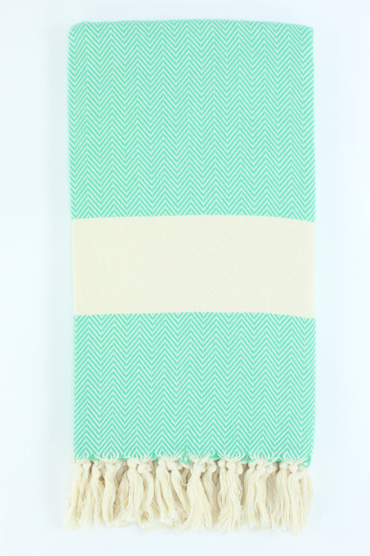 Premium Turkish Herringbone Towel Peshtemal Fouta (Seafoam Green)