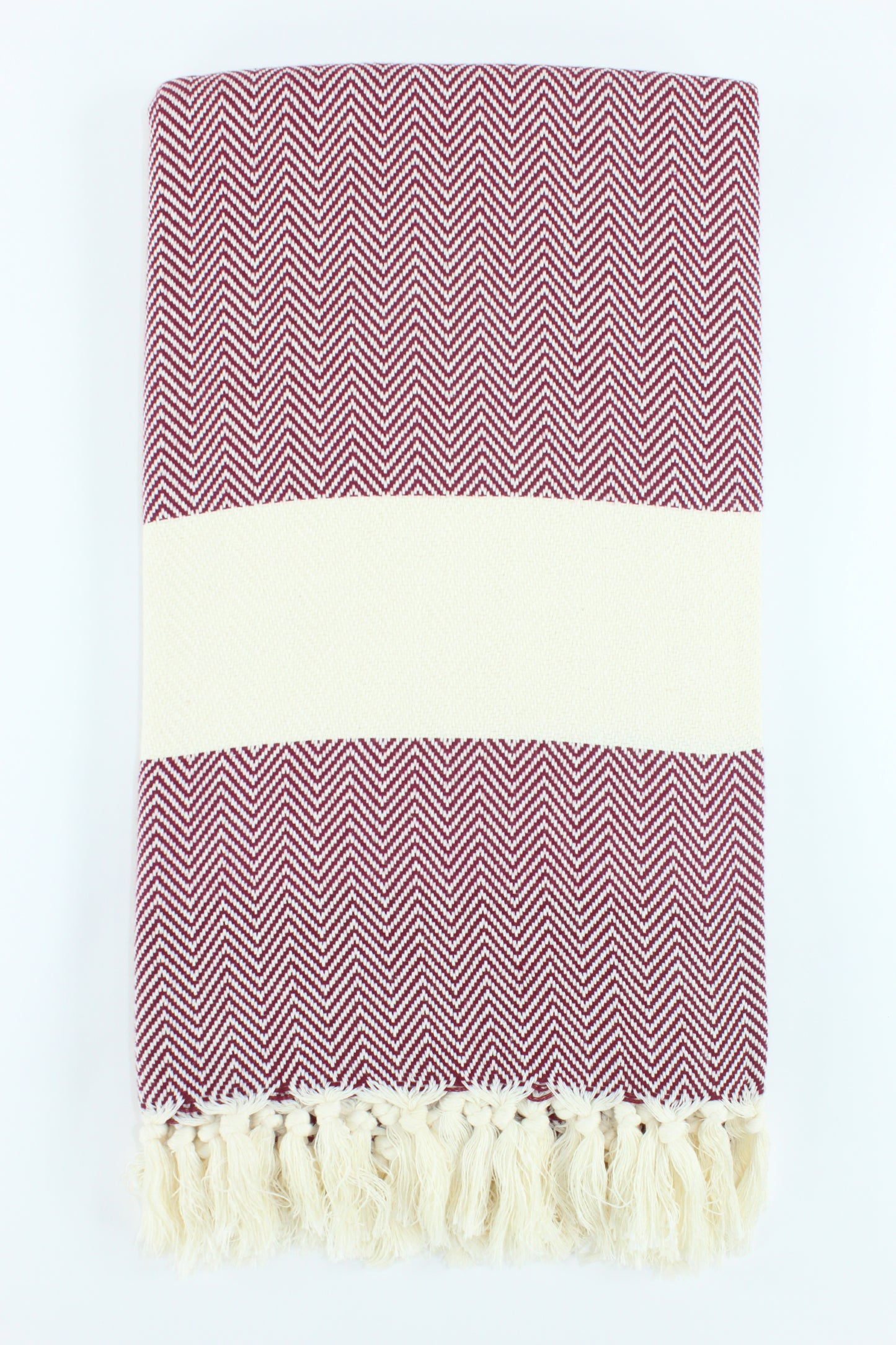 Premium Turkish Herringbone Towel Peshtemal Fouta (Dark Burgundy)