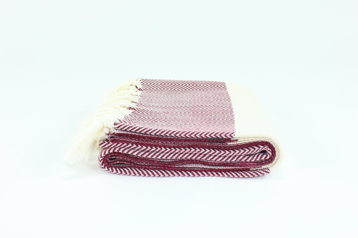 Premium Turkish Herringbone Towel Peshtemal Fouta (Dark Burgundy)