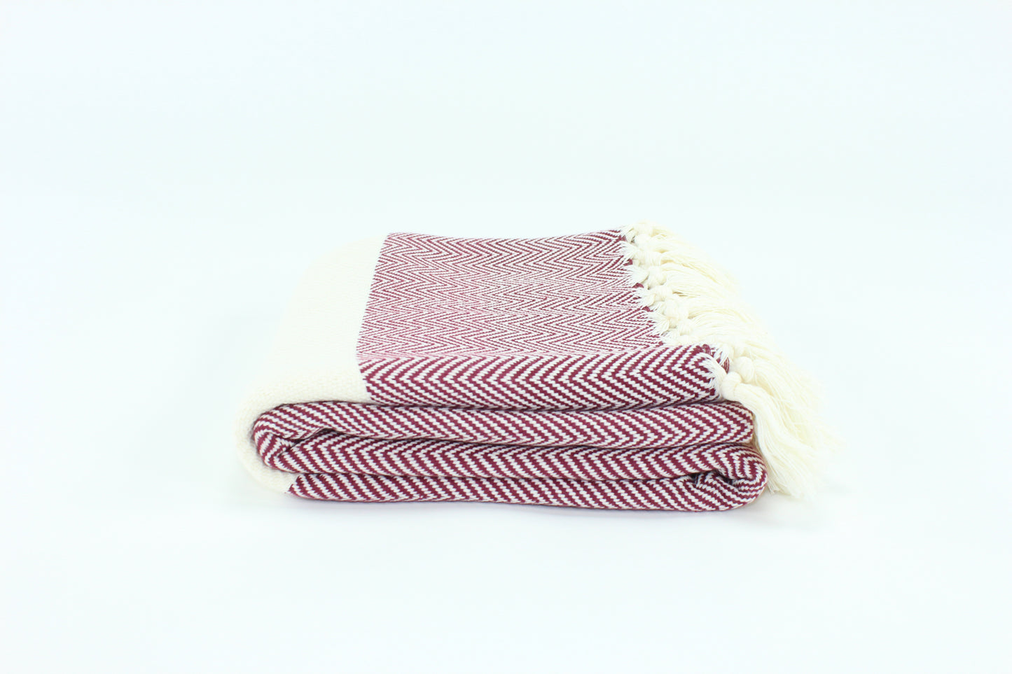 Premium Turkish Herringbone Towel Peshtemal Fouta (Dark Burgundy)