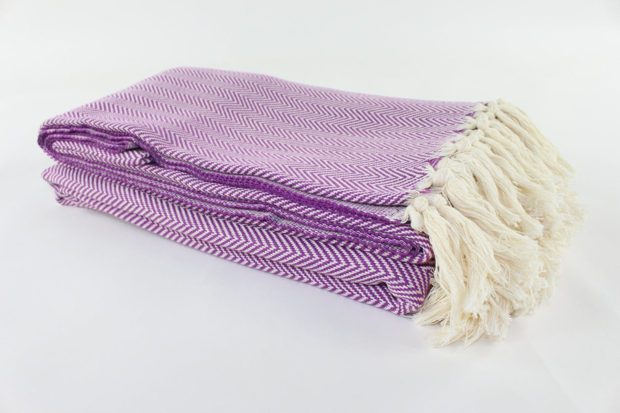 Premium Turkish Plain Herringbone Blanket Throw (Purple)