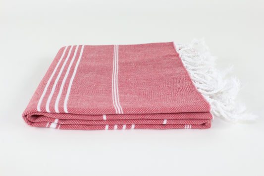 Premium Turkish Classic Striped Towel Peshtemal Fouta (Red)
