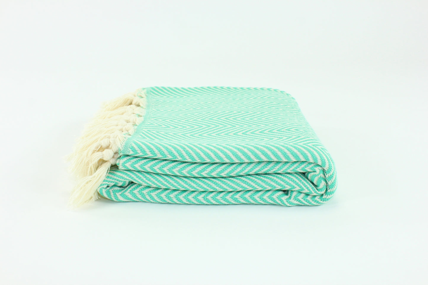 Premium Turkish Plain Herringbone Towel Peshtemal Fouta (Seafoam Green)