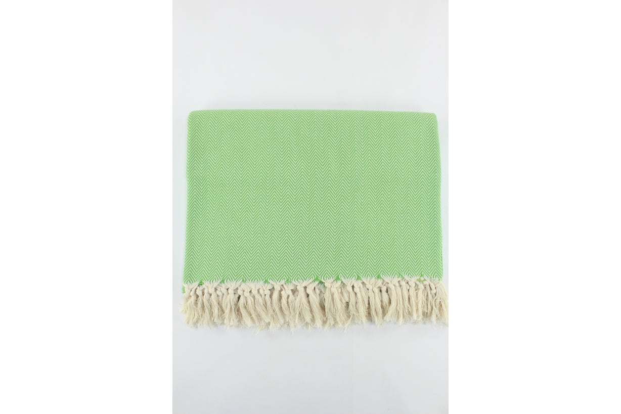 Premium Turkish Plain Herringbone Blanket Throw (Green)