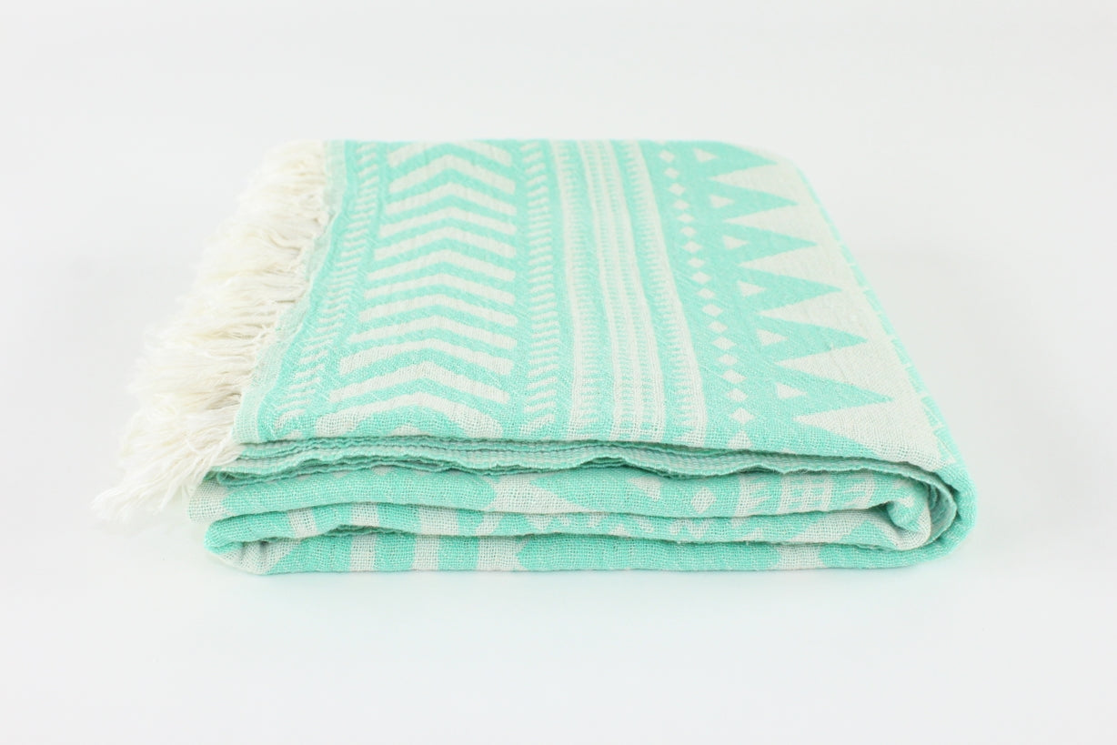 Premium Turkish Double Layer Kilim Towel Peshtemal Fouta (Seafoam Green)