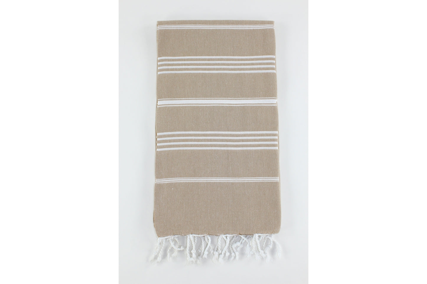 Premium Turkish Classic Striped Towel Peshtemal Fouta (Light Brown)