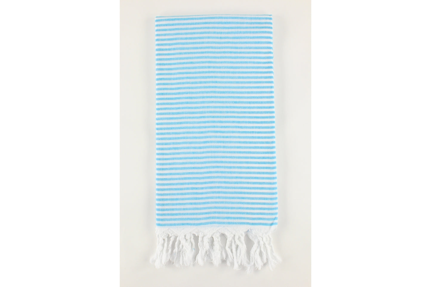 Premium Turkish Full Thin Striped Towel Peshtemal Fouta (Turquoise Blue)