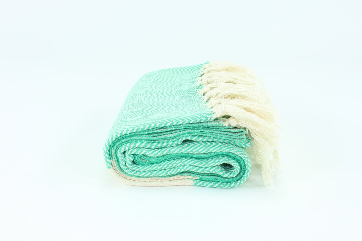 Premium Turkish Herringbone Towel Peshtemal Fouta (Seafoam Green)