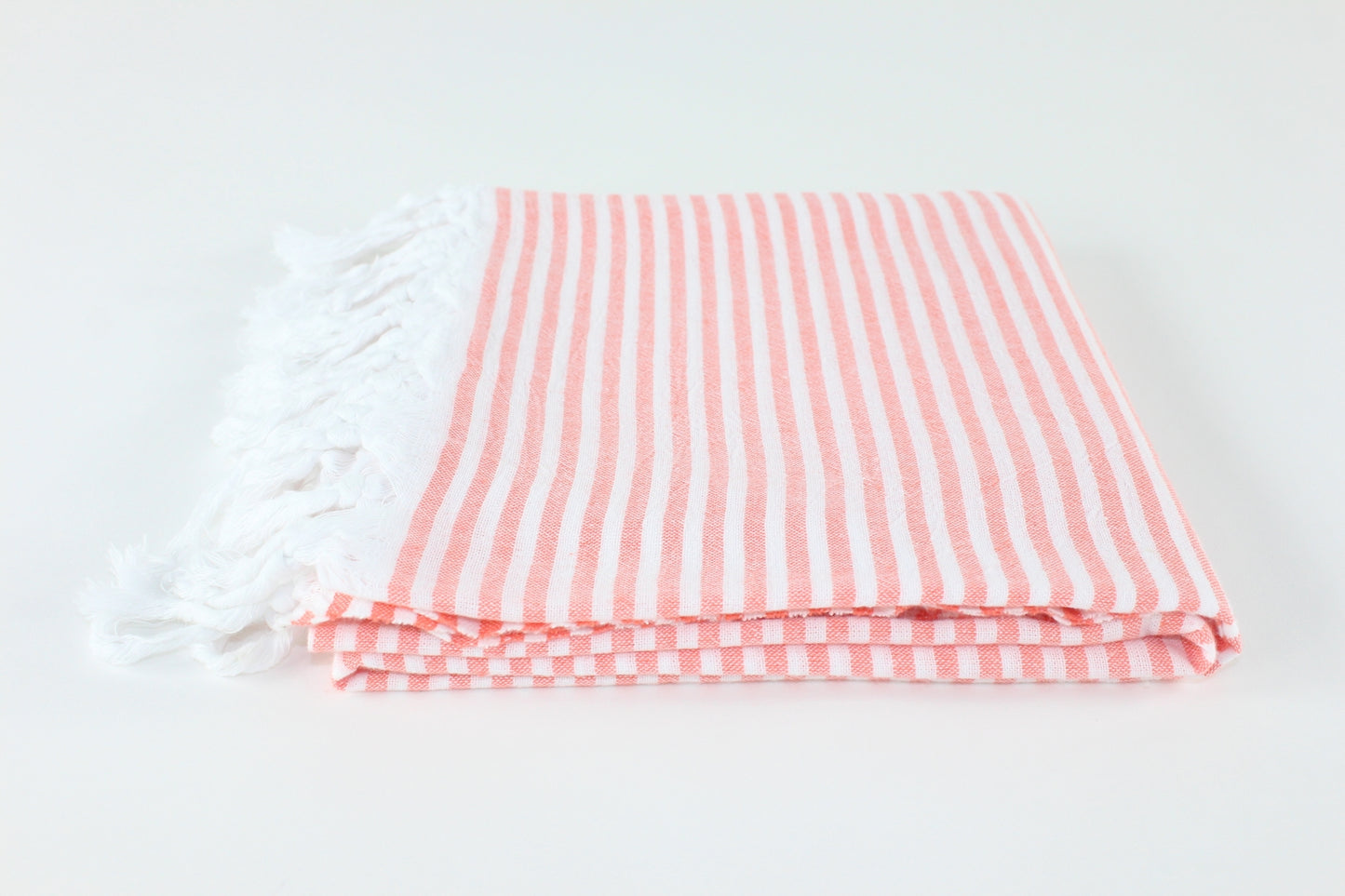 Premium Turkish Full Thin Striped Towel Peshtemal Fouta (Coral)